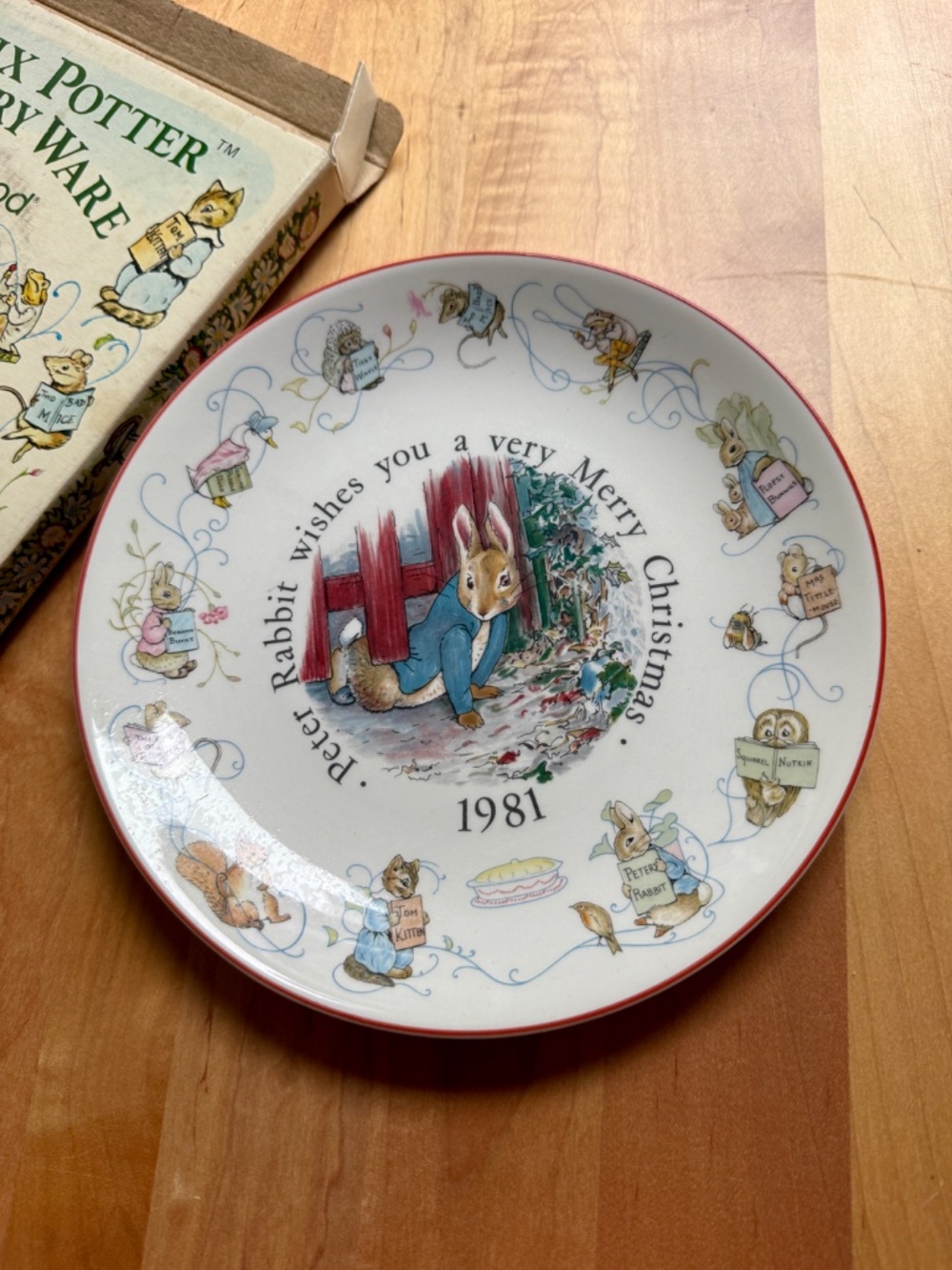 Authentic Wedgewood Beatrix Potter Nursery Ware Christmas Plate